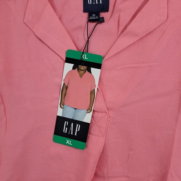 NEW Gap Womens XL Pink Short-Sleeve Collared Top Lightweight Rayon & Lyocell - Picture 6 of 7